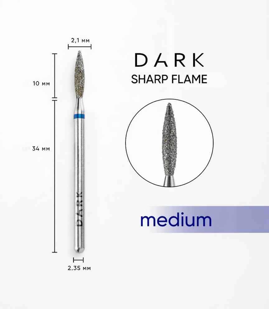DARK Diamant Freesbitje 11909 2.1x10mm Vlam Scherp Blauw/Medium