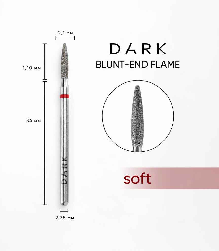DARK Diamant Freesbitje 11924 2.1x10mm Botte Vlam Rood/Zacht