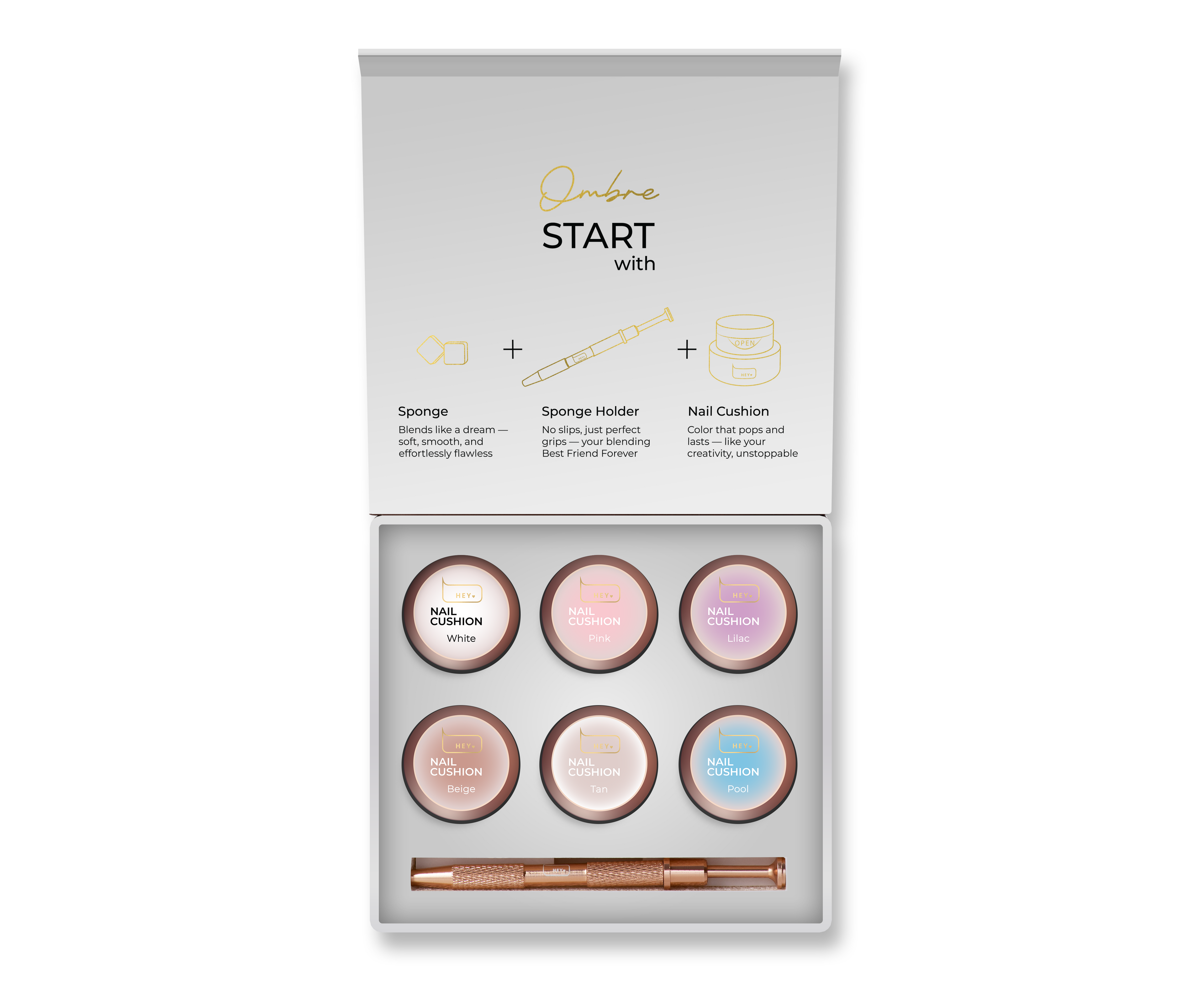 HEYLOVE Nail Cushion Set WHITE, 6 Stuks