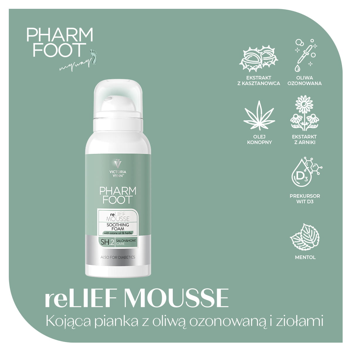 PHARM FOOT reLIEF MOUSSE 105 ml – Cooling Foot Foam with Ozone Oil and Herbs
