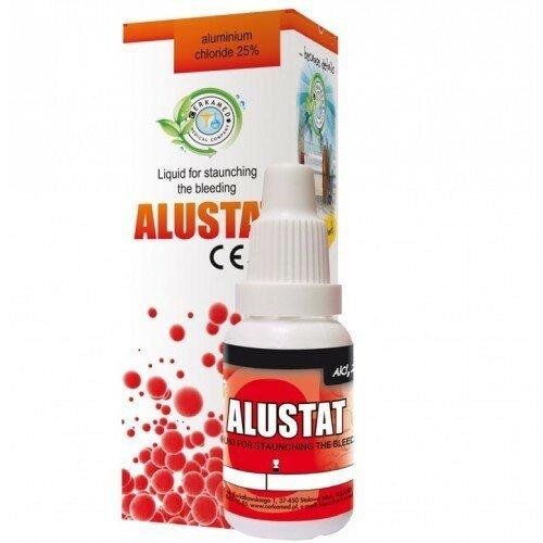 Alustat bloedstop vloeistof 10 ml in een fles met een handige druppeltop voor snij- en schuurwonden