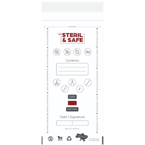 BESTERIL&SAFE sterilisatiezakken hete lucht, bruin formaat 75x160mm voor veilige opslag