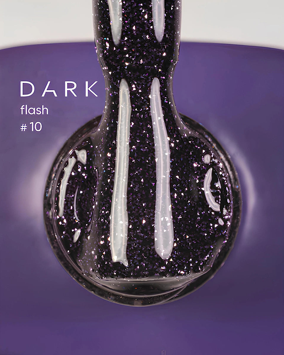 DARK Gellak Flash 10, paarse glitter gellak voor nagels