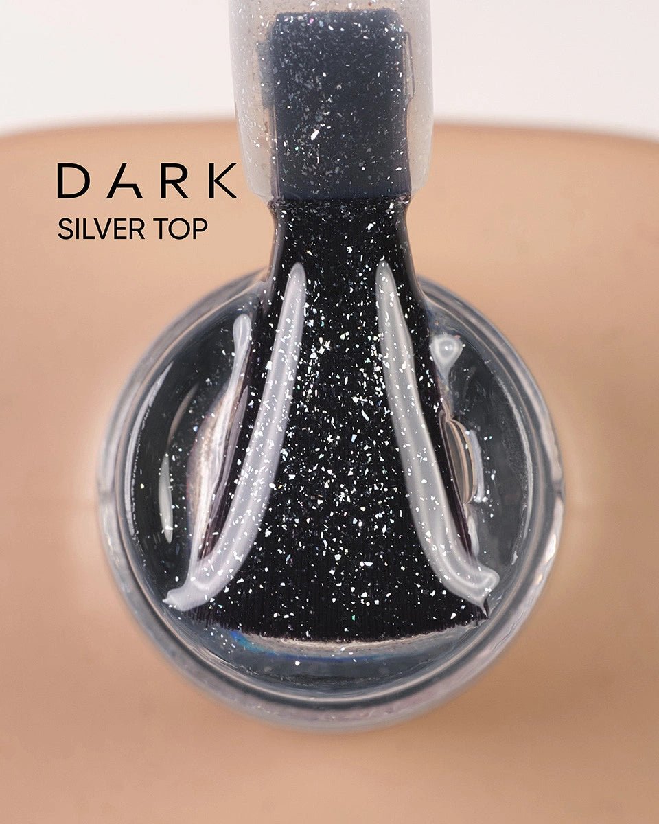 DARK dark silver top gel met sprankelende glitters voor een luxe afwerking van nagels