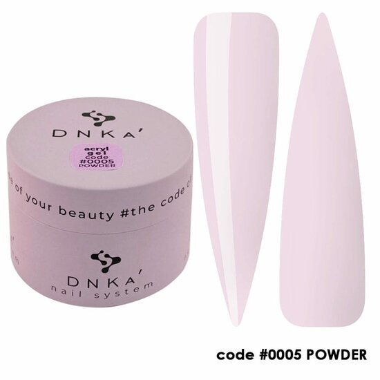DNKa acryl gel DNKa powder 30ml in zachte roze kleur met nagelstalen voor perfecte manicure