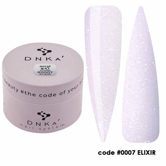 DNKa acryl gel voor nagels in zachte paarse tint code 0007 Elixir voor nagelverfraaiing