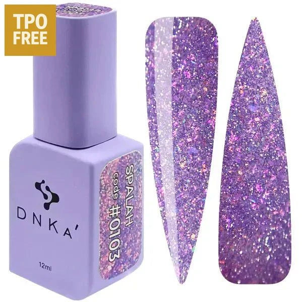 Paars glitterende DNKa box set nagellak flesje met bijpassende glinsterende nageltips