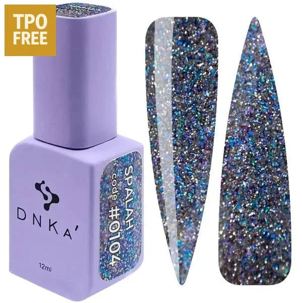 DNKa box set nagellak in paarse fles met glinsterende blauwe en paarse glitternagellak