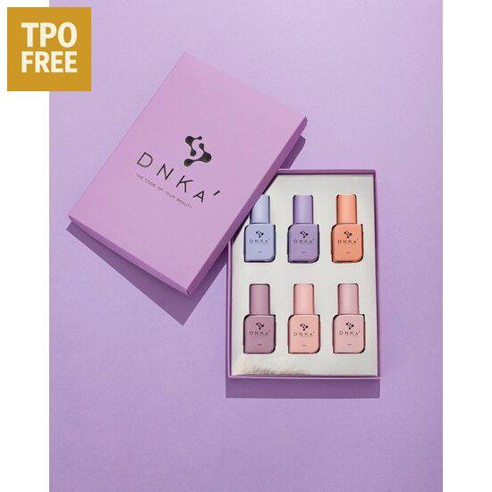 DNKa box set nagellak met zes verschillende kleuren in een paarse doos zonder TPO