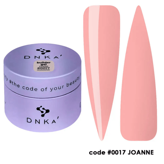 builder gel 30ml DNKa in paarse verpakking met roze nagelstalen code 0017 Joanne