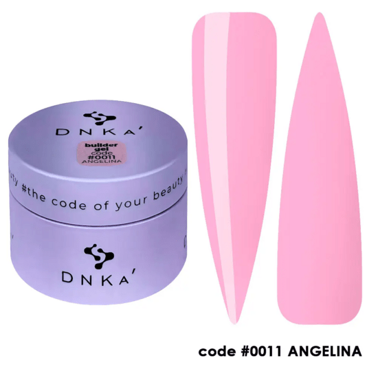 Paars potje builder gel DNKa Angelina met roze nagelkunst voorbeelden voor nagelverlenging