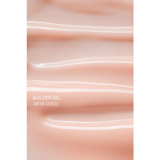 Close-up van glossy zachte roze builder gel DNKa Coco 30ml voor nagelverlenging