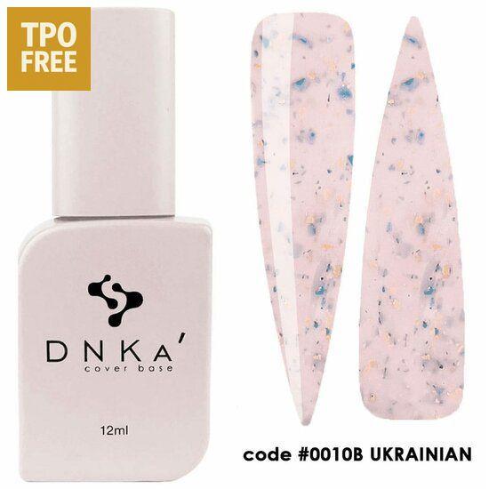 DNKa cover base 12ml biab flesje met roze nagelstalen met blauwe en gouden spikkels