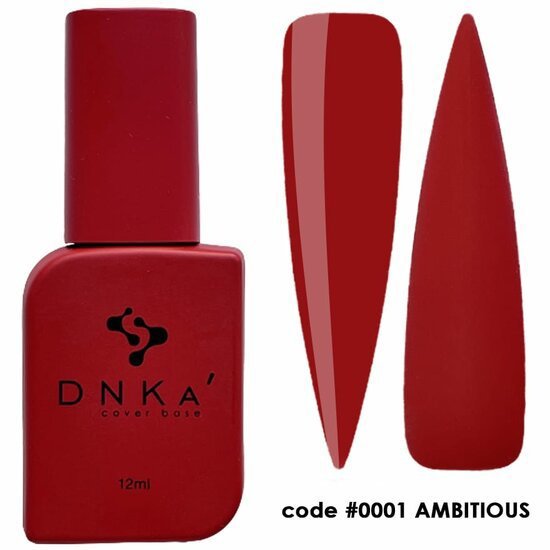 DNKa’ Cover Base Ambitious base gel flesje en kleurvoorbeeld in diepe rode tint zonder TPO