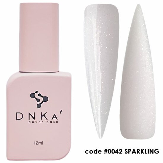 DNKa cover base biab flesje 12ml met twee witte glinsterende nagelstalen code 0042 Sparkling