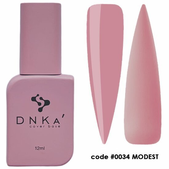 DNKa cover base biab flesje en kleurstaal in zachte roze tint code 0034 Modest