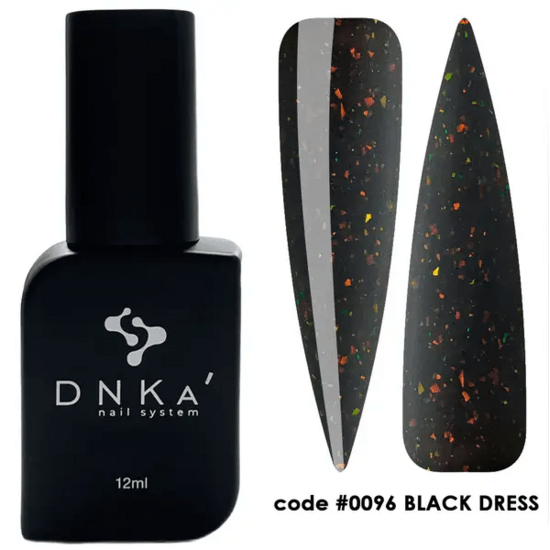 DNKa Cover Base Black 12ml met zwarte glanzende finish en kleurcode 0096 Black Dress