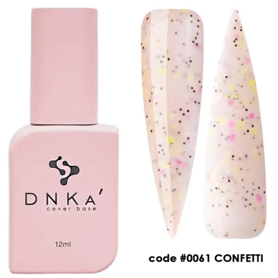 DNKa Cover Base Confetti biab roze flesje met nagelstalen in confetti design