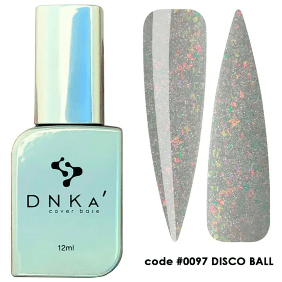 DNKa cover base disco ball flesje en glitterende grijze nagelstalen