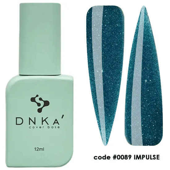 DNKa cover base Impuls biab flesje 12ml met glanzende blauwe nageltips code 0089 Impulse