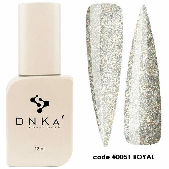 DNKa cover base kopen glitter cover fles 12ml met glinsterende zilveren nagelstalen code 0051 ROYAL