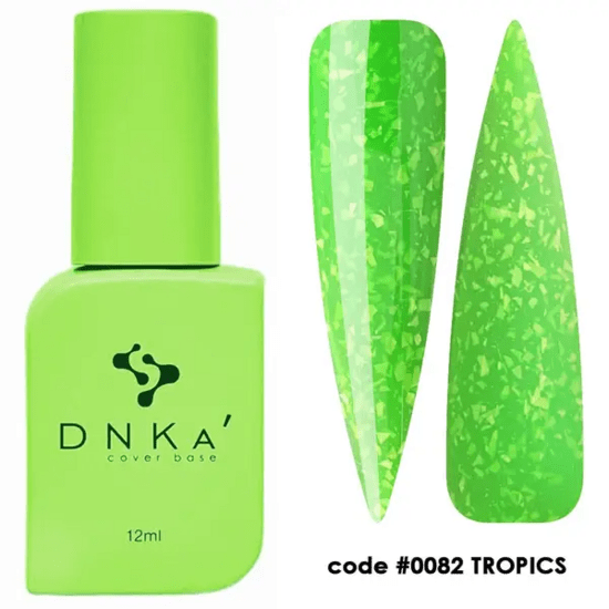 DNKa cover base Tropics groene biab fles en kleurstaaltips met subtiele patronen