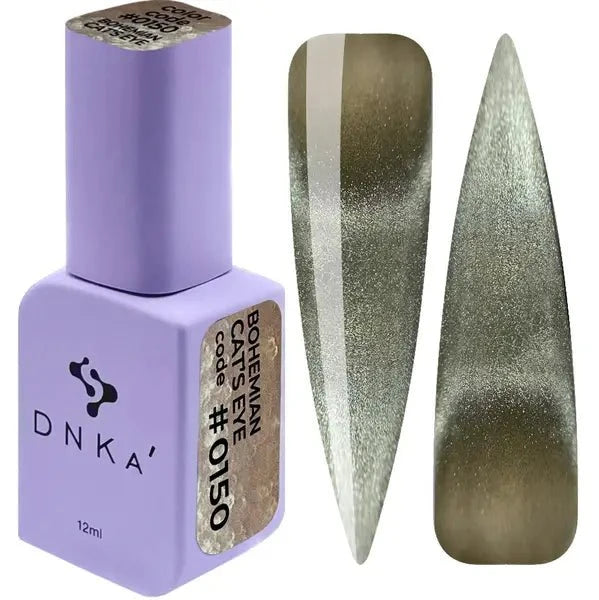 DNKa gellak bohemian cat eye in paarse fles met twee nagelstalen in groene metallic tint