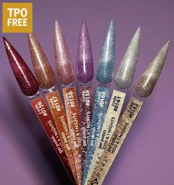 Set met zes glinsterende DNKa gellak kleuren in verschillende tinten met TPO free label voor DNKa gellak kopen online