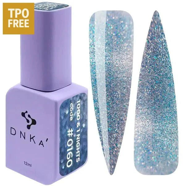 DNKa gellak kopen online paarse fles met glitterende zilveren en blauwe nagellak samples