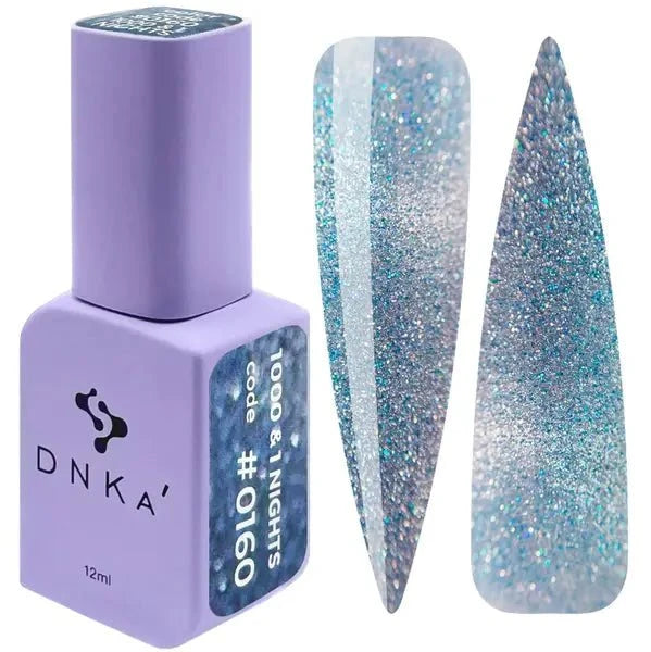 DNKa gellak kopen online paarse fles met glitterende zilveren en blauwe nagellak samples