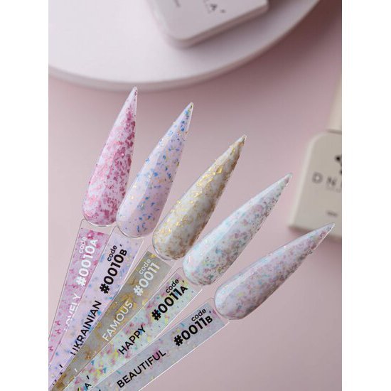 Nagelgel groothandel swatches met verschillende glitterkleuren van DNKa zonder TPO