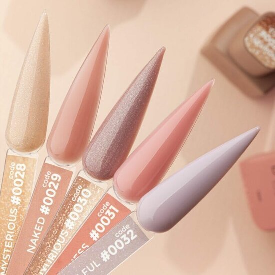 Waardering van professionele nagelproducten groothandel met vijf kleurstalen nude en glanzend nagellak