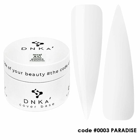 DNKa Paradise gel acryl voor nageldecoratie in witte cover base kleur code 0003 Paradise