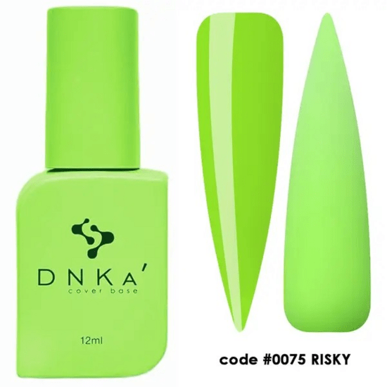 TPO-vrije nagelgel DNKa in groene kleurcode 0075 Risky met glanzende en matte afwerking