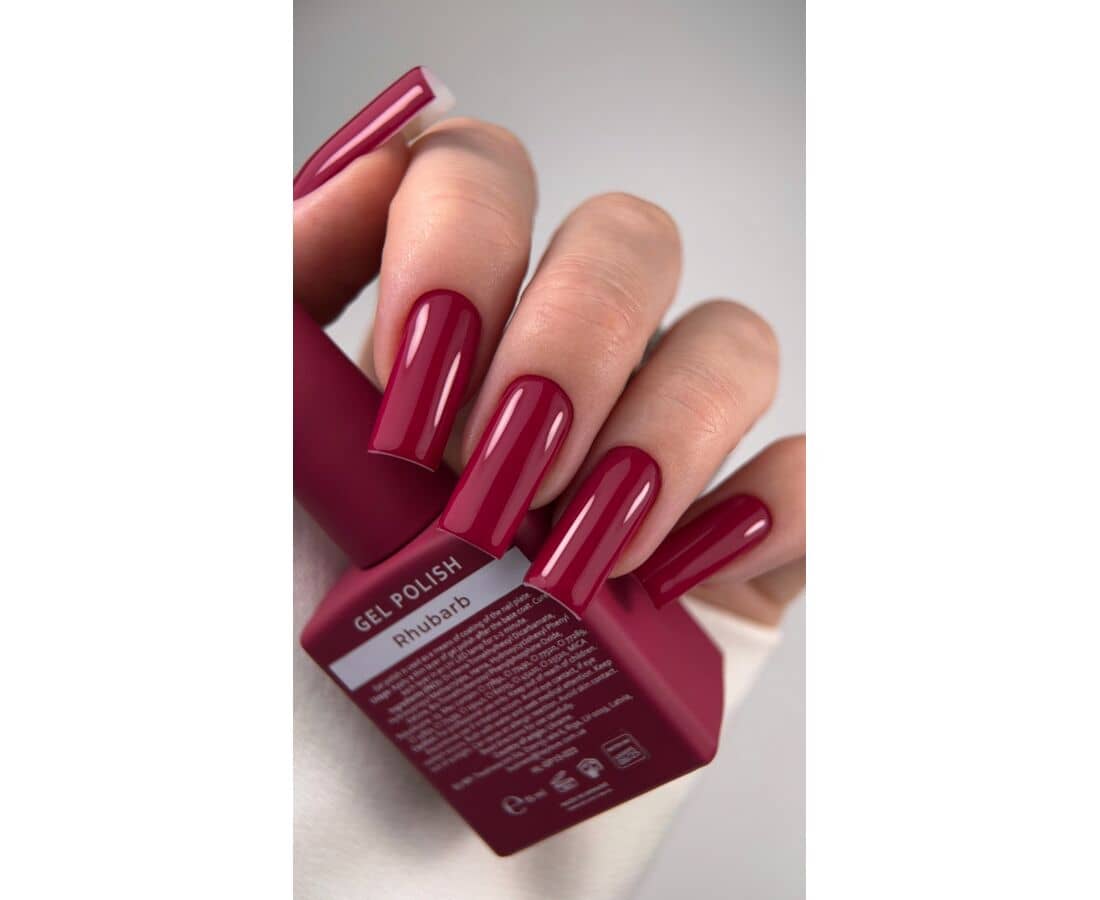 HEYLOVE gellak rhubarb 15ml kopen met glanzende afwerking op lange nagels