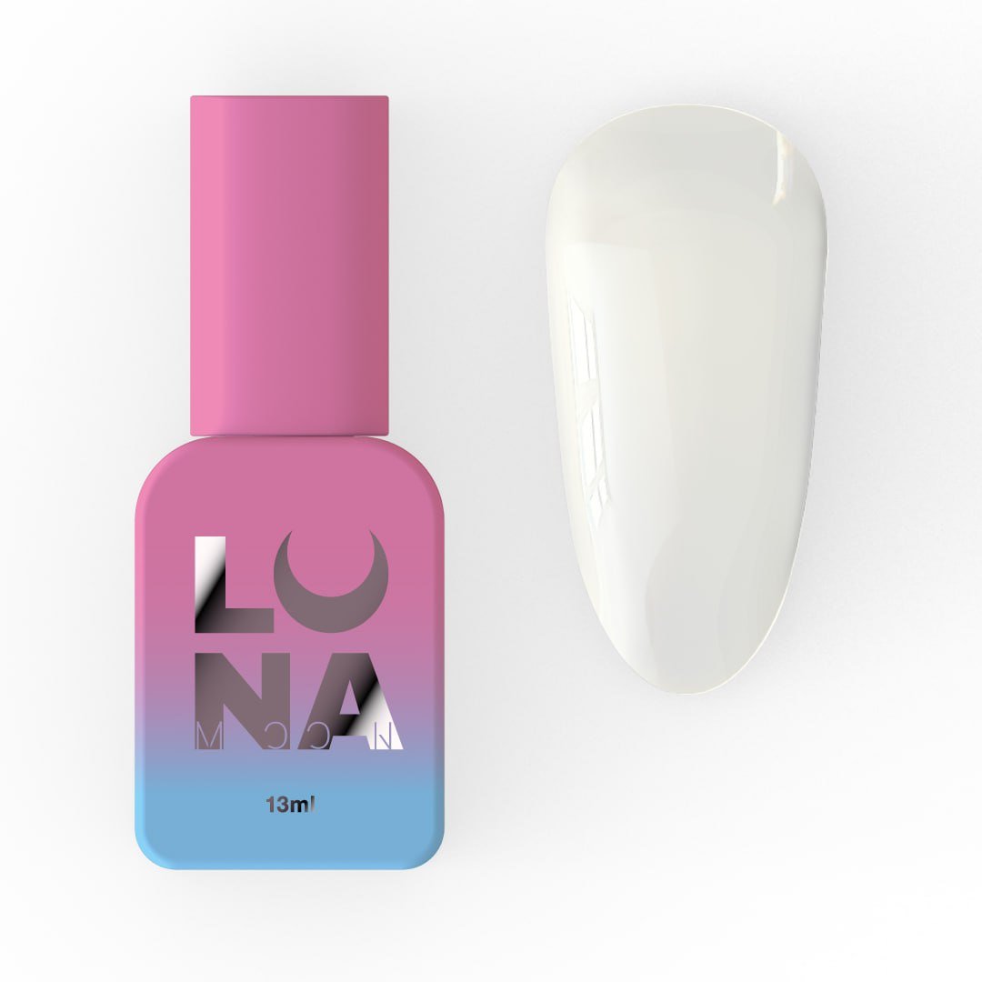 LUNA Top Glass nagelkit in een roze en blauwe verpakking met 13 ml nagellak en een witte nagelmonster