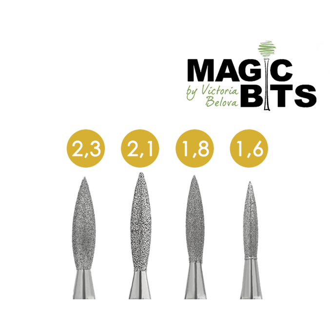 MAGIC BITS Diamant Freesbitje Vlam Scherp Fijn 2.1mm 10mm - SimDi Beauty