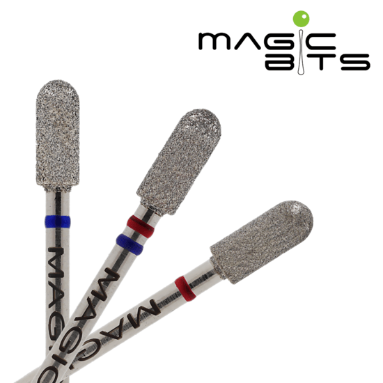 MAGIC BITS freesbitje cilinder rood blauw set met diamantcoating voor precisiewerk