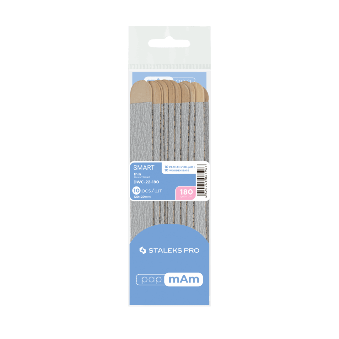 STALEKS 10 x Wegwerp PapmAm Vijlen 180gritt + 10 Houten Spatels - SimDi Beauty