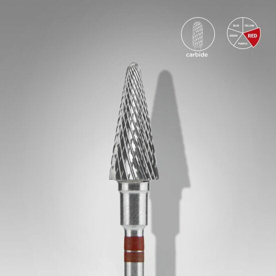 STALEKS Carbide Frees Bitje Voor Linkshandig Conus - Kegel Rood 6.0mm - 14mm - SimDi Beauty