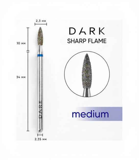 DARK Diamant Freesbitje 11913 2.3x8mm Vlam Scherp Blauw/Medium