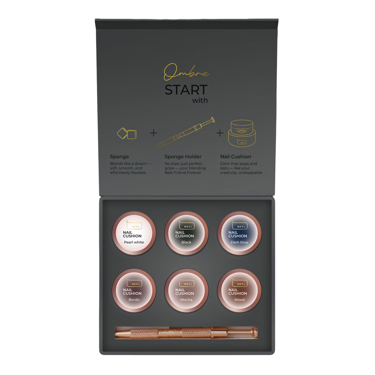 HEYLOVE Nail Cushion Set GRAPHITE, 6 Stuks