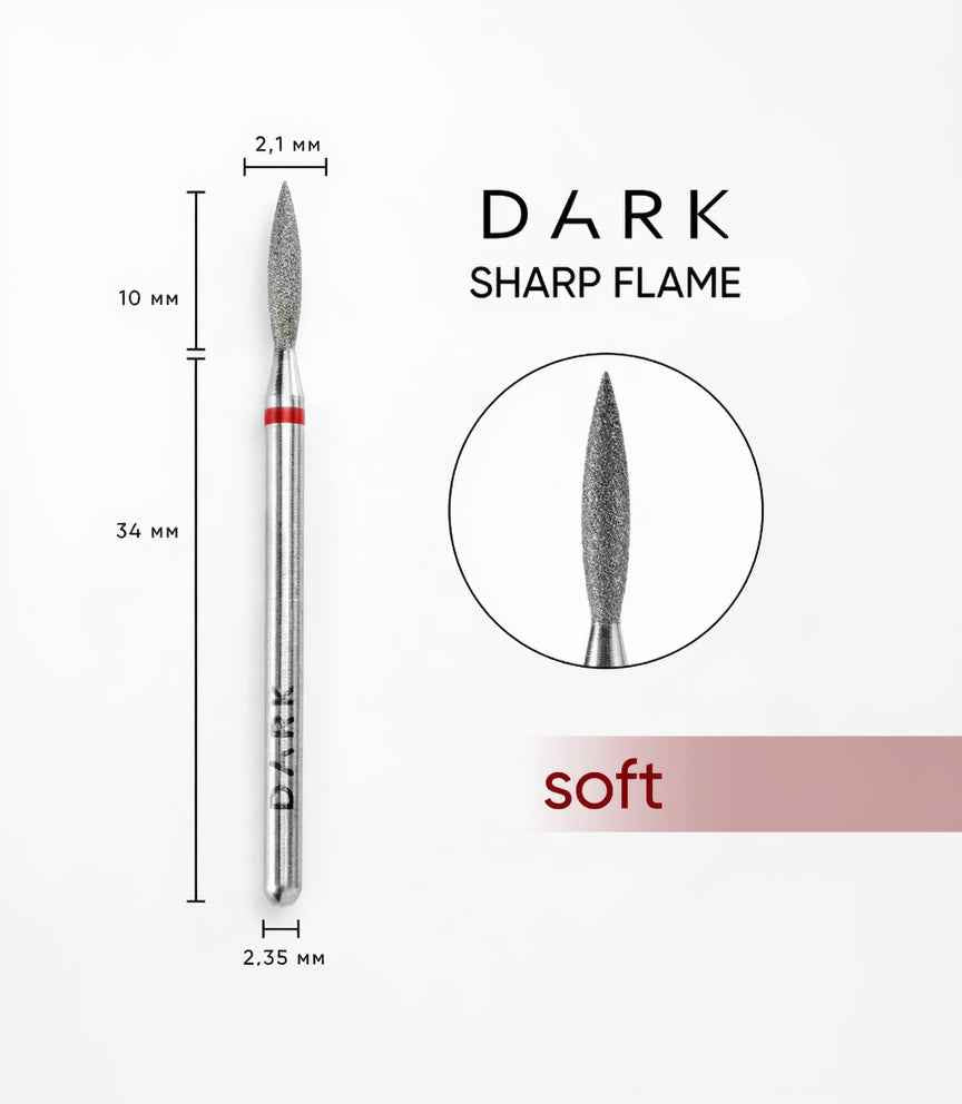 DARK Diamant Freesbitje 11908 2.1x10mm Vlam Scherp Rood/Zacht