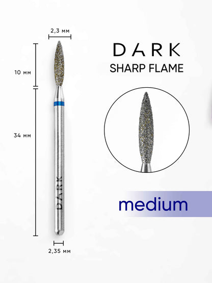 DARK Diamant Freesbitje 11911 2.3x10mm Vlam Scherp Blauw/Medium