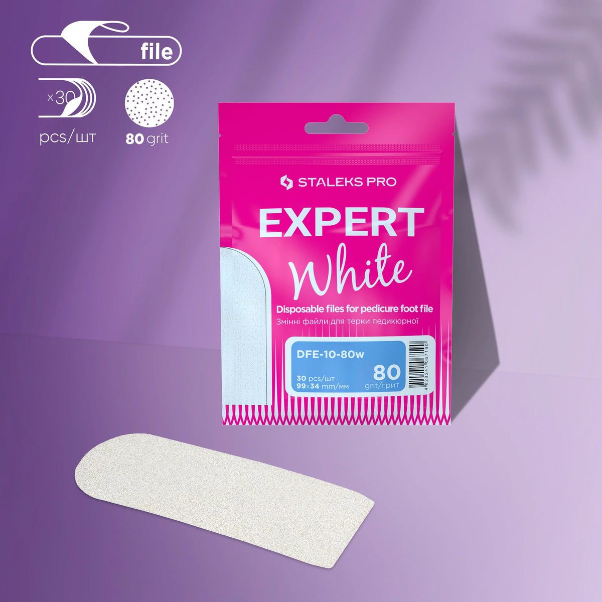 STALEKS PRO EXPERT 10 Disposable Pedicure Sanding Pads, White, 30 pieces
