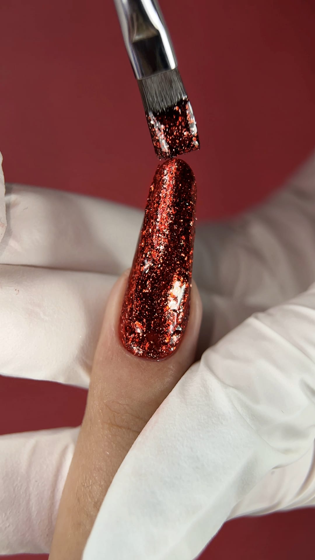 Art Glitter Gel Paint Red With Gold 5g, Trendy Nails
