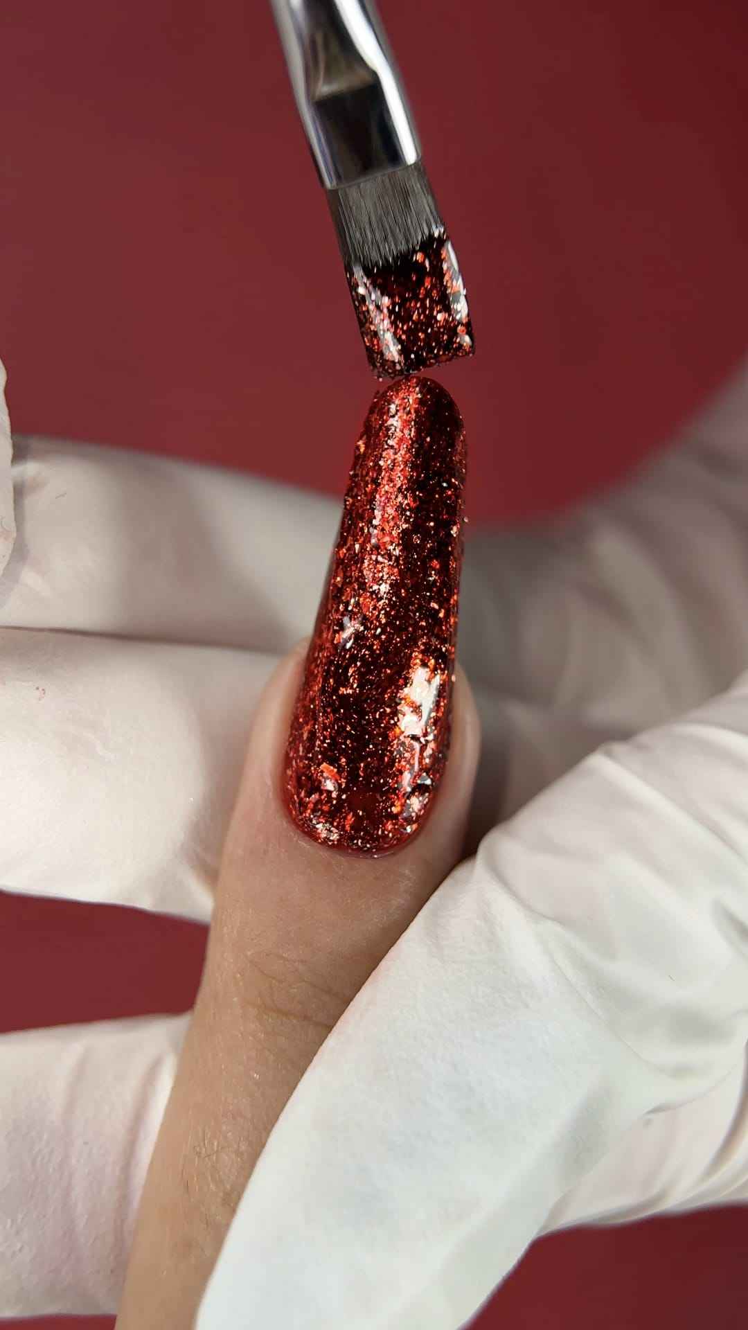 Art Glitter Gel Paint Red With Gold 5g, Trendy Nails