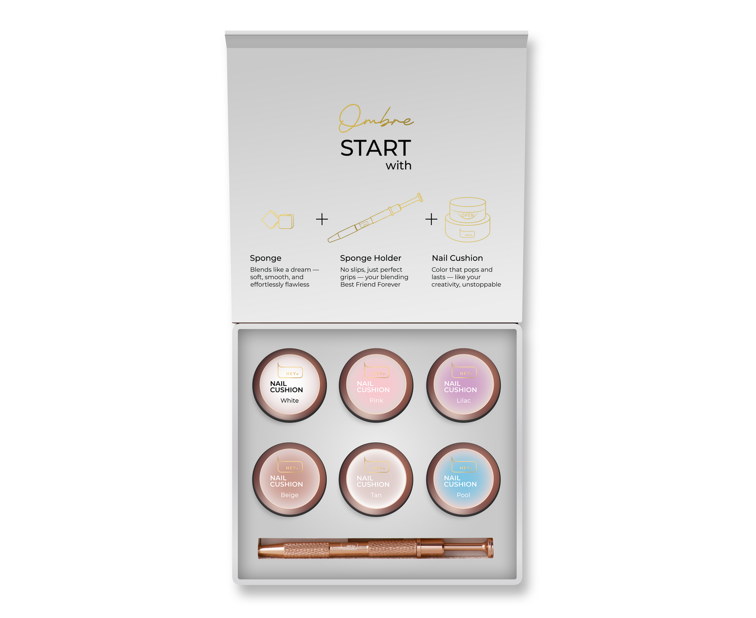 HEYLOVE Nail Cushion Set WHITE, 6 Stuks