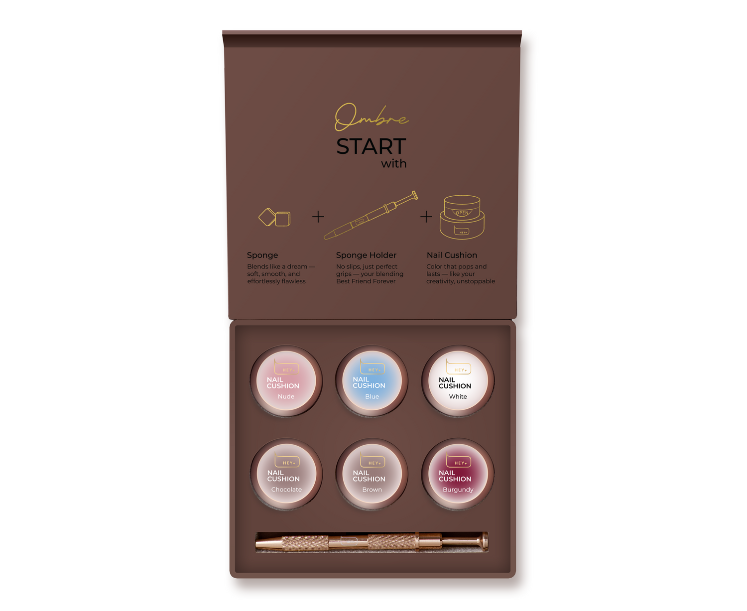 HEYLOVE Nail Cushion Set BROWN, 6 Stuks