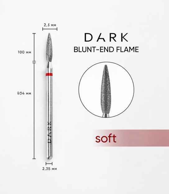 DARK Diamant Freesbitje 11926 2.3x10mm Botte Vlam Rood/Zacht